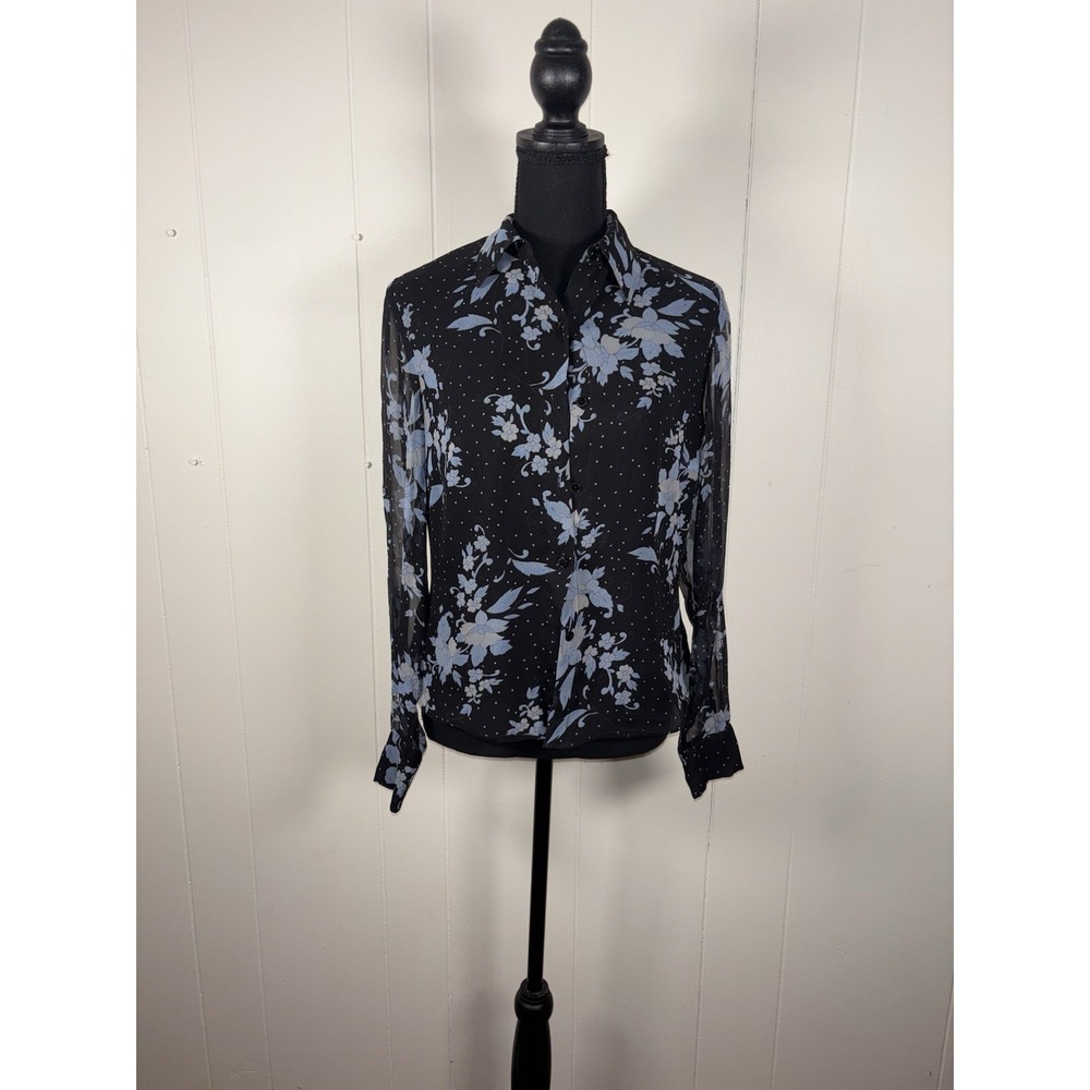 spencer Jeremy silk top floral button up‎ blouse small